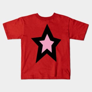 Pink Star Thick Black Line Kids T-Shirt